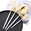 32Pcs Red Gold Dinnerware Stainless Steel Cutlery Set Knife Fork Tea Spoon Drink Straw Flatware Set Kitchen Flatware Tableware