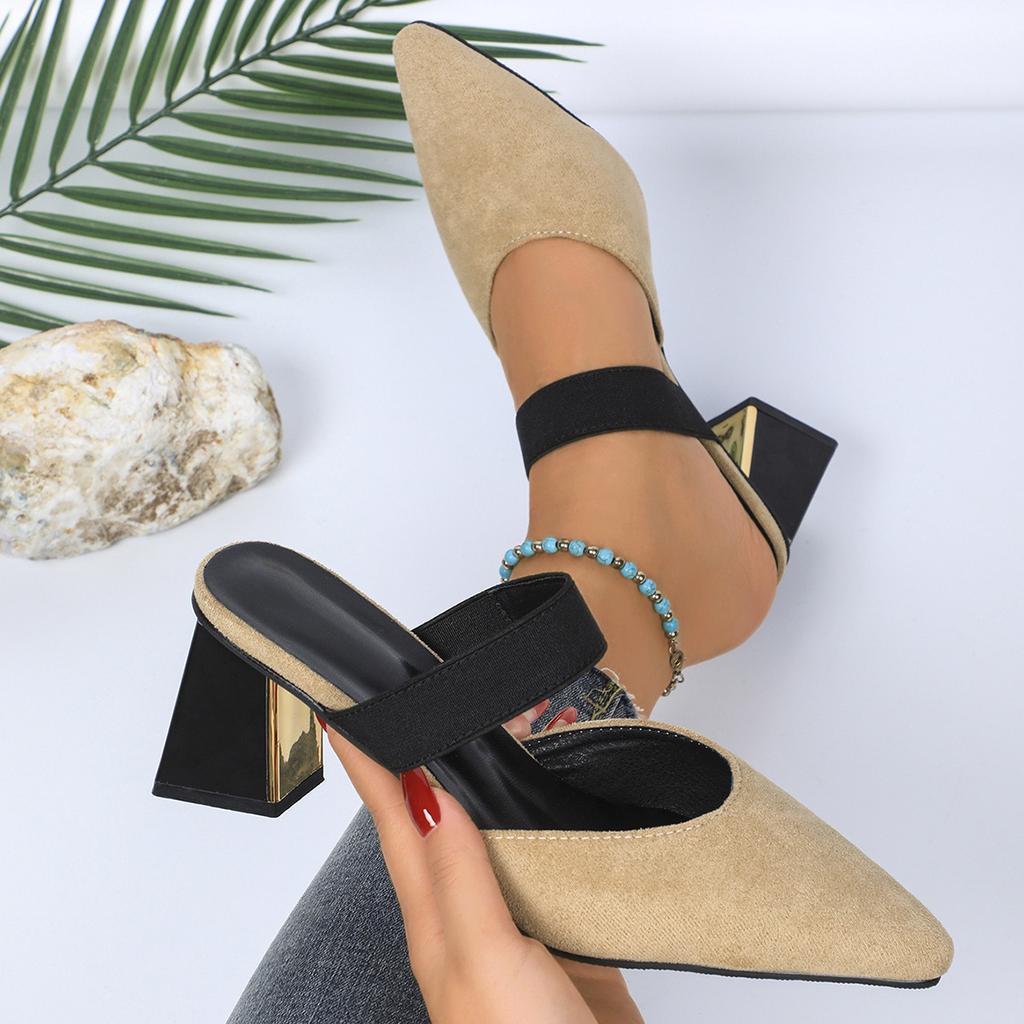 Fashion Shoes Female 2025 Closed Toe Women's Slippers Fashion Dress Slippers Women Pointed Toe High Heels Plus Size Women's Sandals