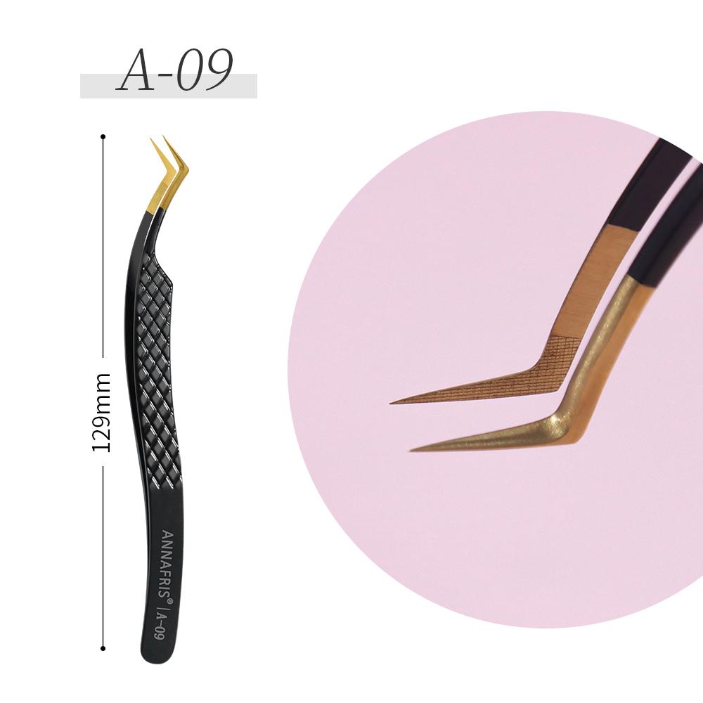 ANNAFRIS High-end Fiber Tip Lash Tweezers Stainless Steel Straight Head Curved Tip Eyelash Extension Tweezer Makeup Tools