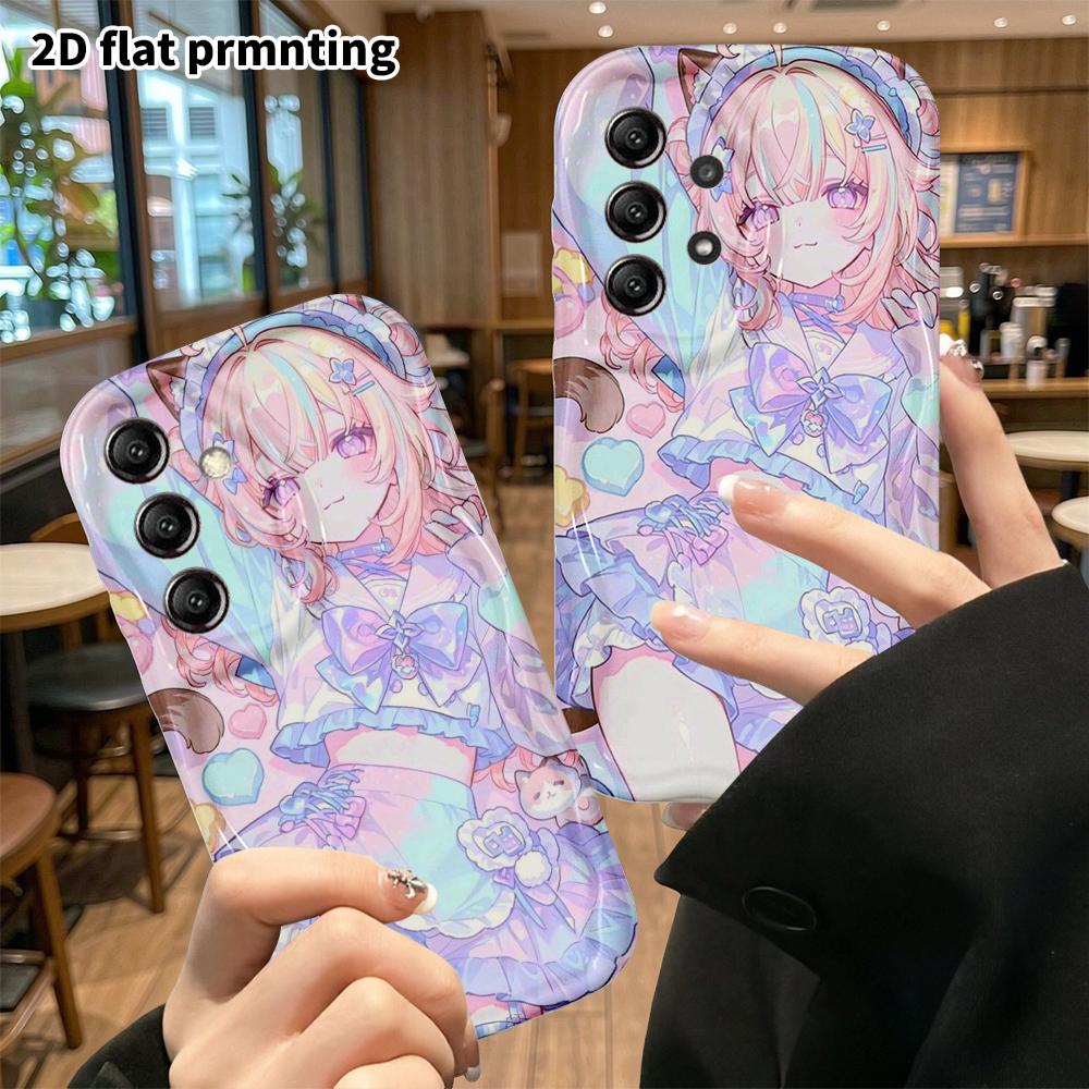 Phone case: 2D flat, fits Samsung Galaxy A34 A35 M05 M06 S20 S22 S21 FE Plus 5G, cat ear girl, perfect Christmas and Halloween holiday gift