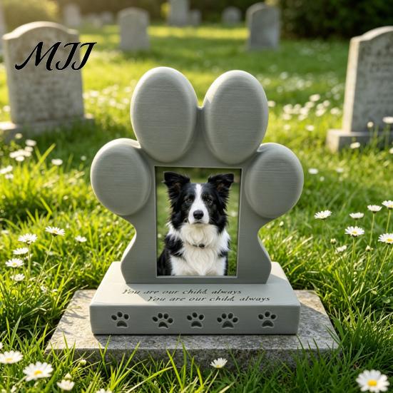 Sun-proof Pet Remembrance Stone 3D Printed Tombstone with Photo Frame Holder, Weather-Resistant Memorial Outdoor Weather-resistant Marker Marker, for