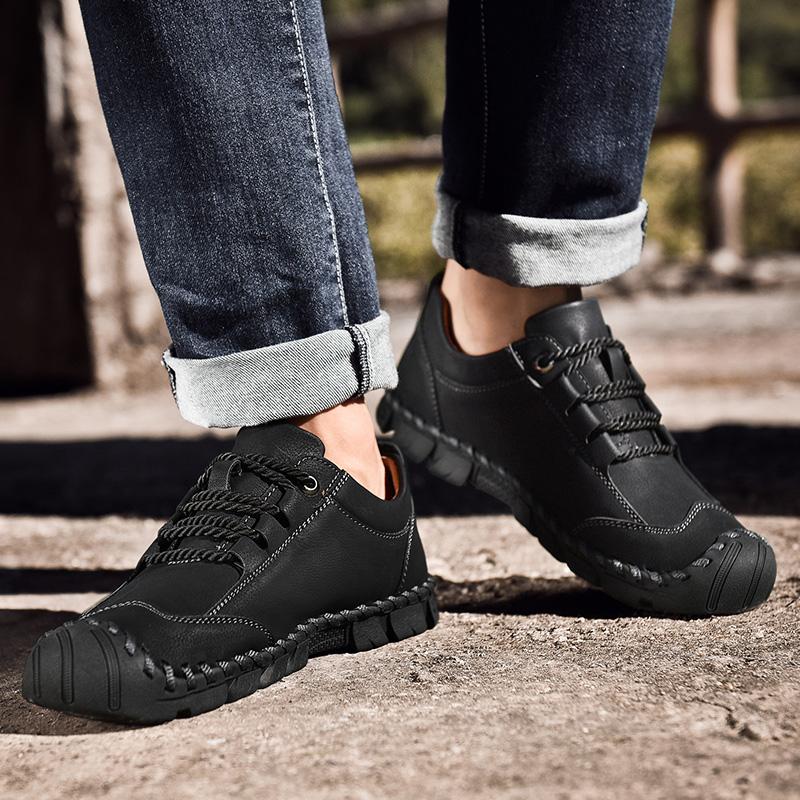 Brand Big Size Genuine Leather Men'S Shoes Outdoor Non-Slip Footwear Men Casual Shoes Male Comfortable Flats Lace Up Moccasins