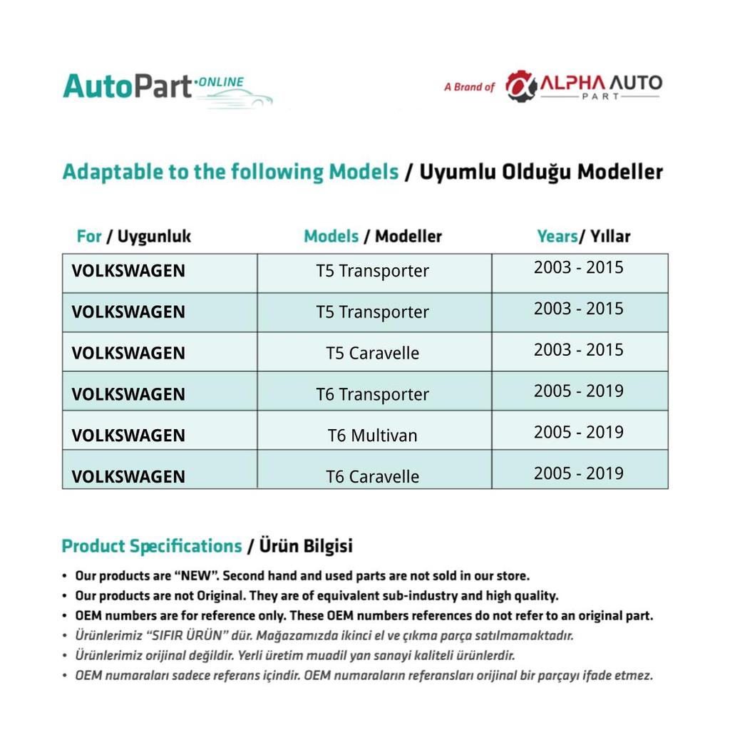 Left or Right Side Sliding Window Glass Latch Cover Set Repair for Volkswagen Transportes T5, T6