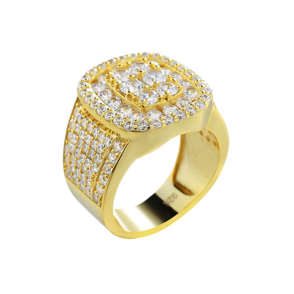Chenrui Inlaid Rhinestone Cross Gold Ring - European & American Style Jewelry