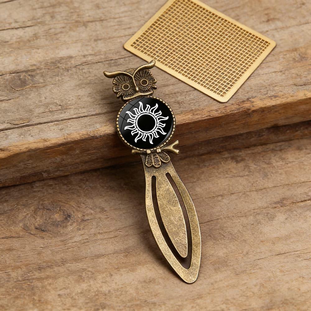 

Ретро-закладка в виде совы из сплава с камнями Солнца и Луны - Креативный культурный зажим для чтения в подарок паре