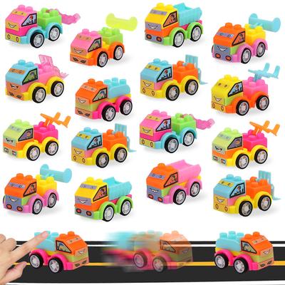 12/24Pcs DIY Puzzle Building Block Car Construction Vehicle Toys Kids Birthday Party Favors Goodie Pinata Fillers Christmas Gift