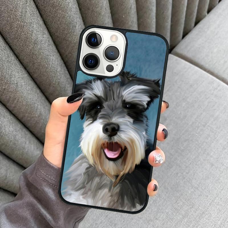 Миниатюрный шнауцер собака искусство Чехол для телефона Для iPhone 17 Air 16 16e 15 13 14 Pro Max 11 12 Plus 2022 MAX Чехол coque