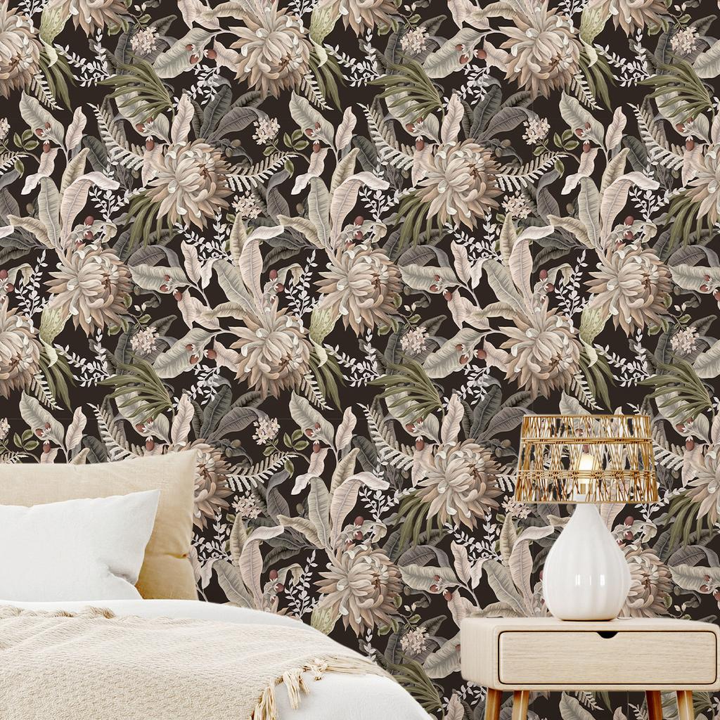 Thickened Wallpaper Self-Adhesive High-End Wall Decoration Flower Green Plant Wall Sticker Room Decoration
