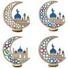 Wooden Eid Decoration Wood Hollow Carfts Ornament for Islam Muslim Festival Ramadan Mubarak Party