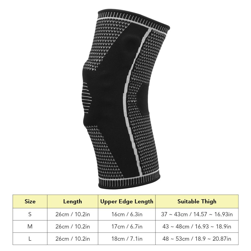 Knee Brace Knitted Nylon Sleeve with Silicone Pad for Working Out Running Sports Protector Black L