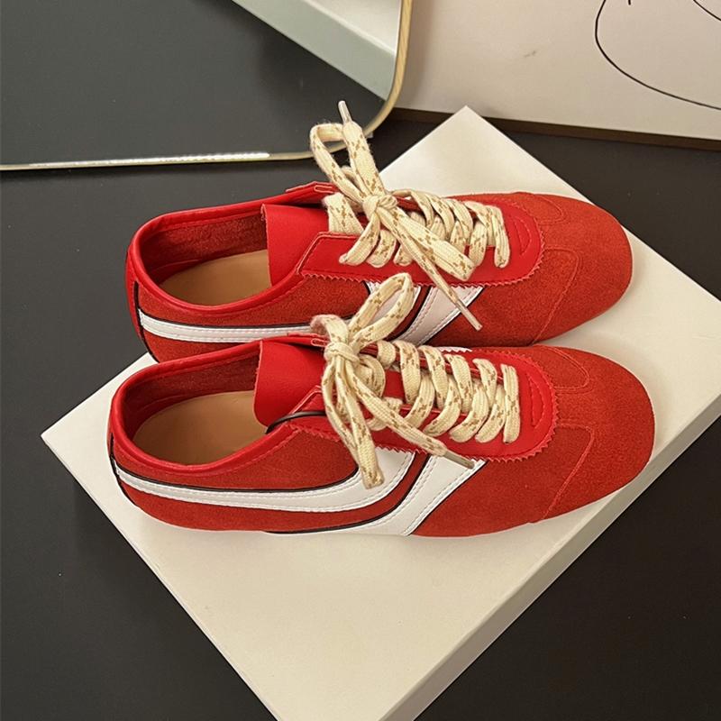 German Training Shoes Women New Genuine Leather Women Sneakers Flat Lace-up Retro Large Size Forrest Gump Shoes Women