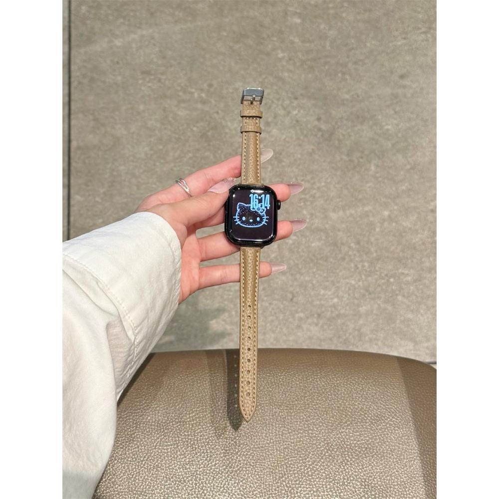 Slim Leather Strap for Apple Watch Band 44mm 38mm 41mm 49mm 45 Mm Wrist Women Bracelet IWatch Serie 11 10 9 8 7 6 5 4 SE Ultra 2 3