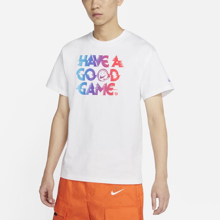 Nike T Shirts Men's White Crew Neck Moderate Straight Fit DC3939-100