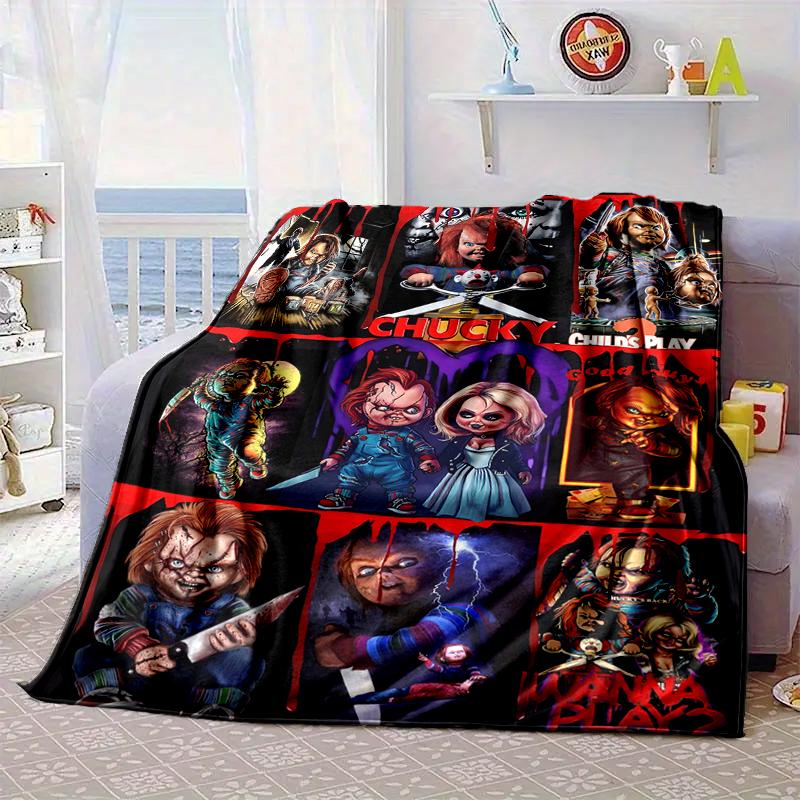 Chucky's Halloween Horror Blanket Flannel Blanket for bed, sofa, Camping, Hiking, Picnic Essentials, gift for family Fan gifts