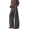 Old money retro pleated trousers men's spring high street cleanfit wide-leg trousers trendy brand vertical silhouette casual trousers