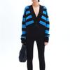 2025 Spring Women's Color Block Knit Cardigan - Loose Fit, Europe & America Style Sweater