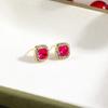Simple Design Micro-Inlaid Colored Diamonds Super Flash Square Women'S Fashion Small Fresh Women'S Earrings