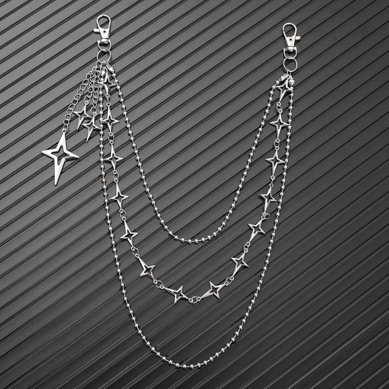 

Retro Punk Rock Star Pants Waist Chain Men Women Jeans Chains Metal Sphere Pendant Keychain Accessory Jewelry Gift