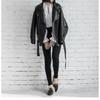 Womens Oversized PU Leather Jacket Loose Fit Streetwear Moto Style Long Sleeve Casual Outerwear