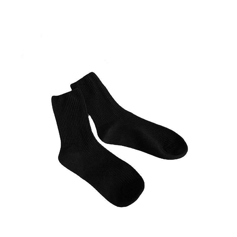 6 Pairs Autumn and Winter Pure Color Women Loose Socks Rib Cotton Fashion Basic Daily Classic Female Sock