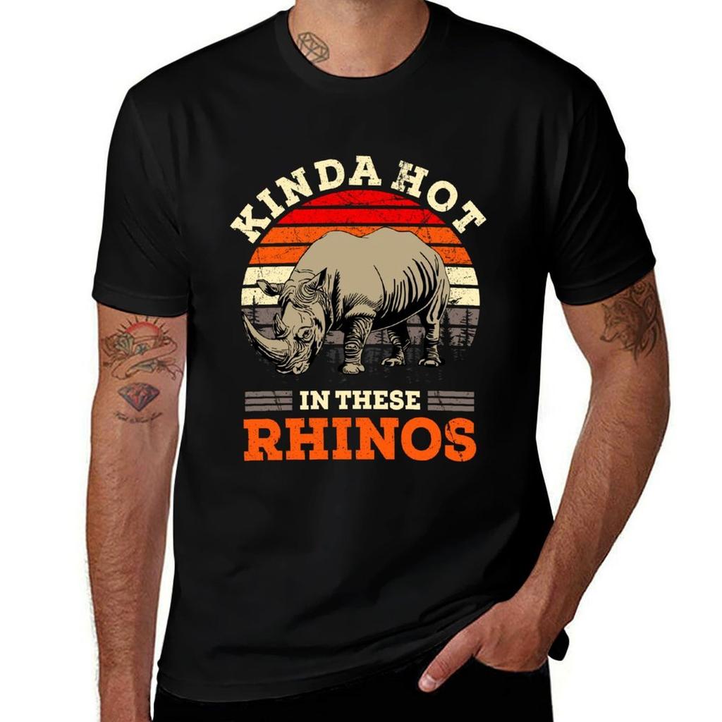 KINDA HOT IN THESE RHINOS T-Shirt Comfortable Basic Crew Neck Tee