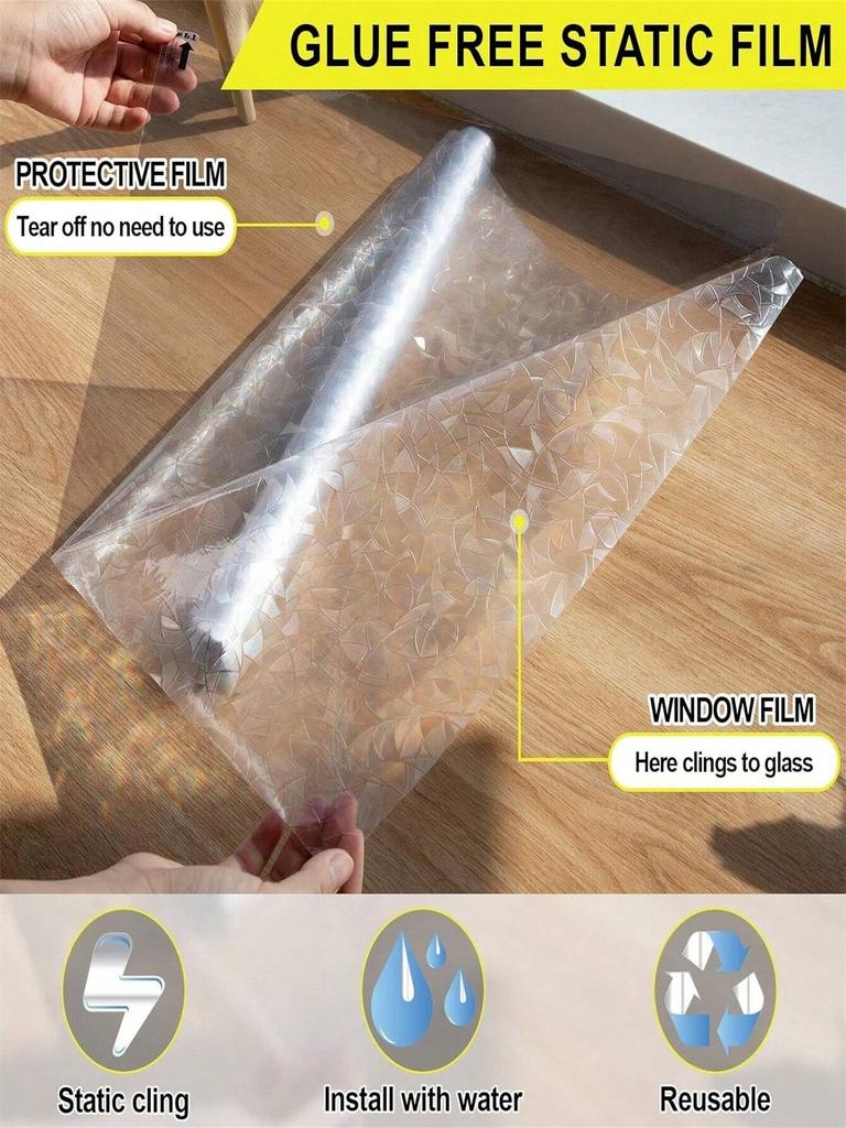 Rianbow Privacy Window Film - UV/Heat Blocking Stickers Anti-Glare Static Cling for Home Office Bathroom Glass Doors