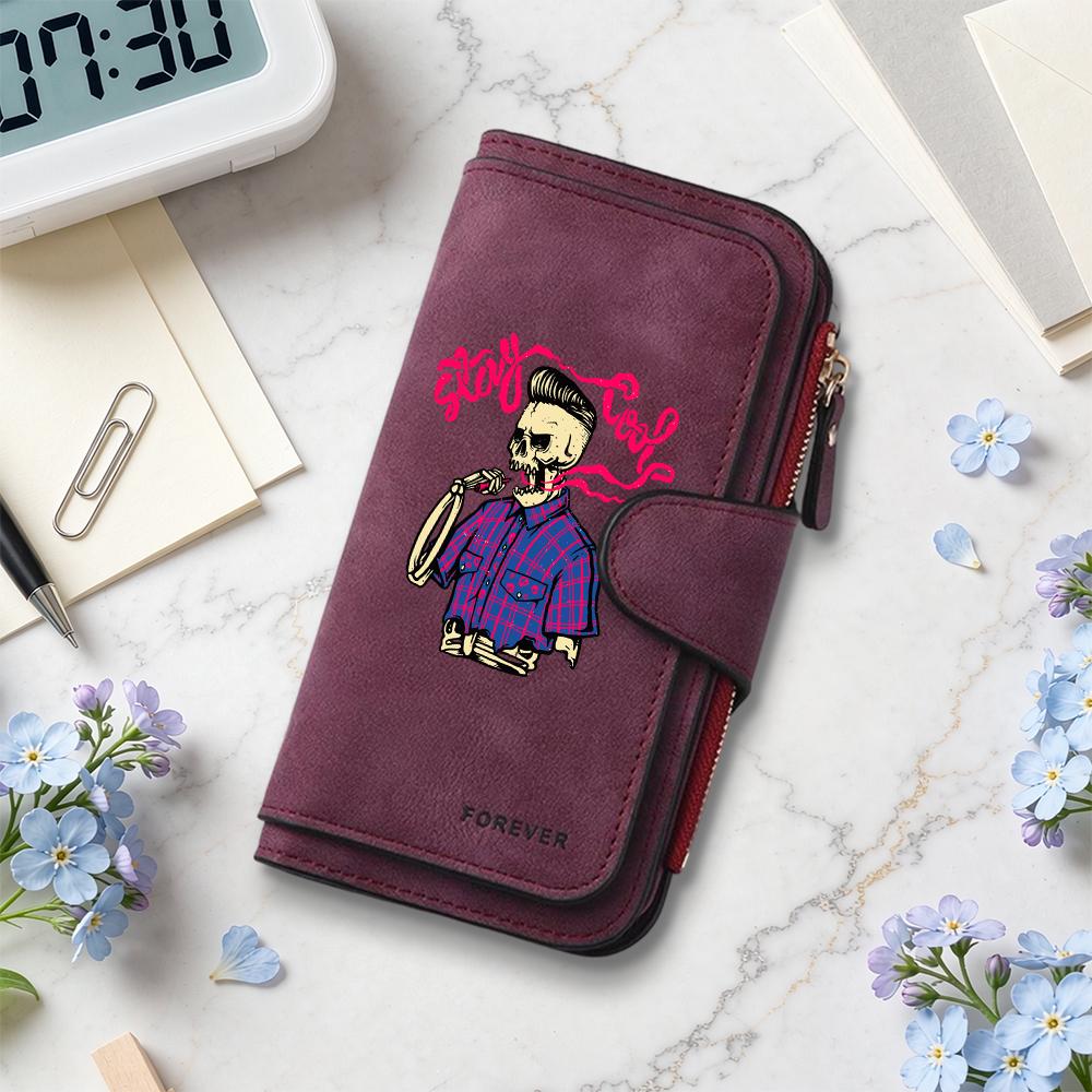 Gothic Skull Pattern Wallet Cool Long Card Holder Purse