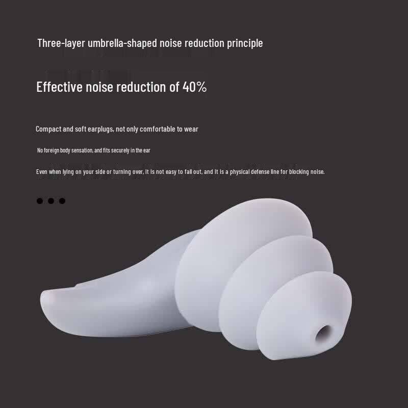 Ruima 3-Layer Noise Cancelling Silicone Earplugs 2 Pairs Pack