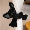 Cute Black Cat Plush Toy Throw Pillow Khaki Curly KUKI Black Cat Long Hair Doll Stuffed Animals Festive Gifts for Kids Birthday