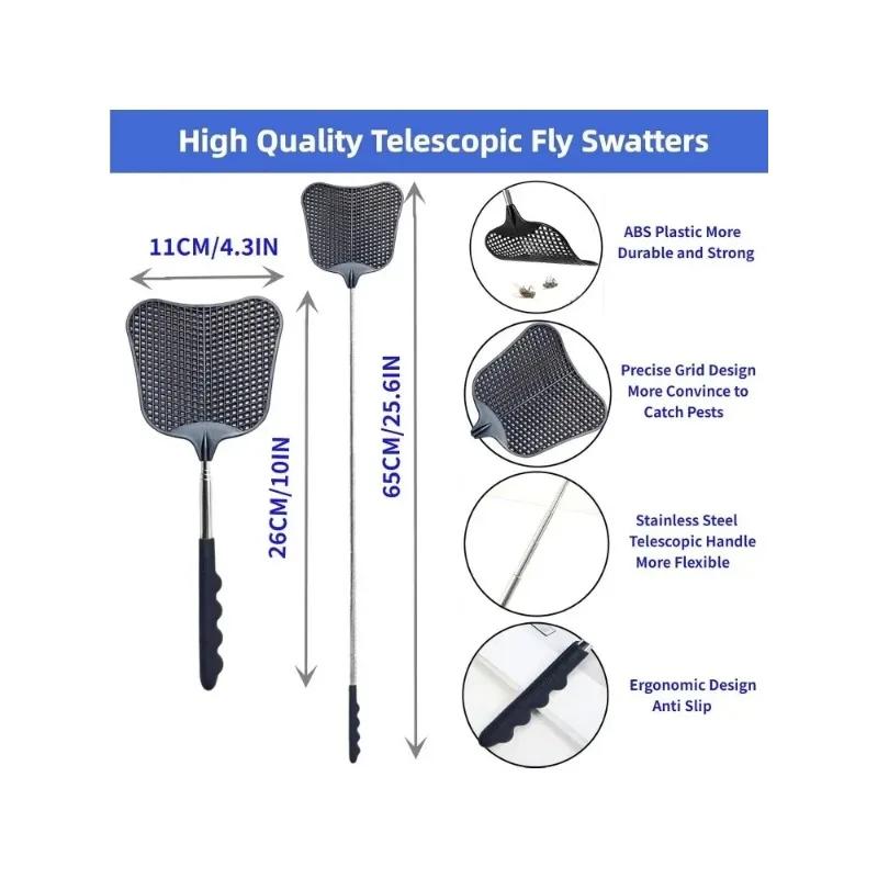 Retractable Fly Swatter Durable Plastic Heavy Duty Fly Swatter Mosquito Repellent Garden Suitable Summer Home Supplies