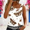 Women Plus Size Asymmetric Neck Cutout Sleeveless White Tank Top Leopard Pear Star Heart Print