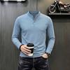Men S Stand Collar Long Sleeve T Shirt Solid Color Casual Business Base Layer