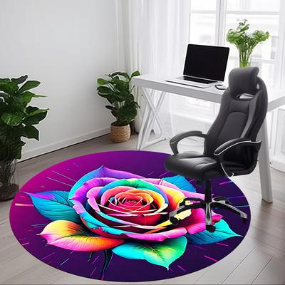 1pc Rainbow Rose Print Chair Carpet for Office, Non-slip, Soft and Durable Office Rug, Perfect for Office Yy260131059