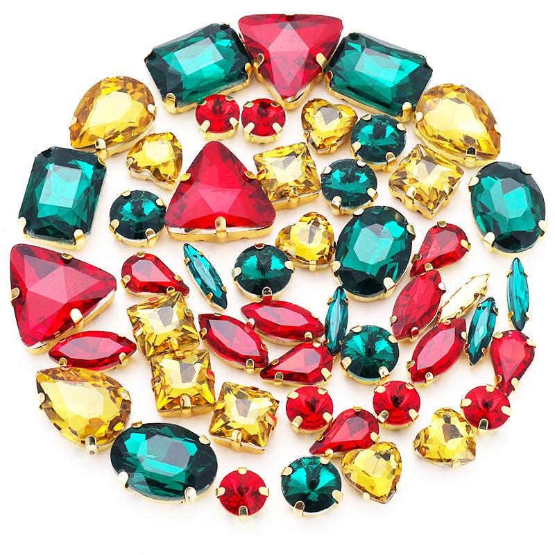 50 Perle di Cristallo a Griffa Singola da Cucire a Mano Trapanino Accessori Fai da Te per Abbigliamento Accessori Matrimonio Trapanino a Griffa da Cucire a Mano con Fori Perline Strass da Cucire
