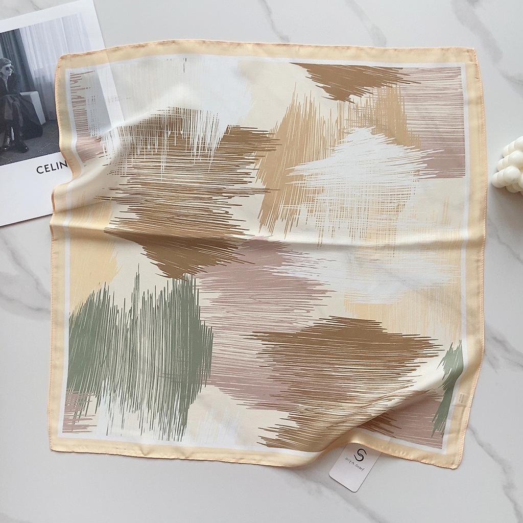 58 CM Sommer Neuer Quadratischer Schal Aus Künstlicher Seide Mit Künstlerischem Blumenschal, Haarband, Dekoratives Vielseitiges Kleines Kopftuch Für Damen