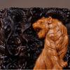 Agarwood-Inlaid Sandalwood Card Holder with Dragon & Tiger Motif – Chinese Style Pendant Plaything