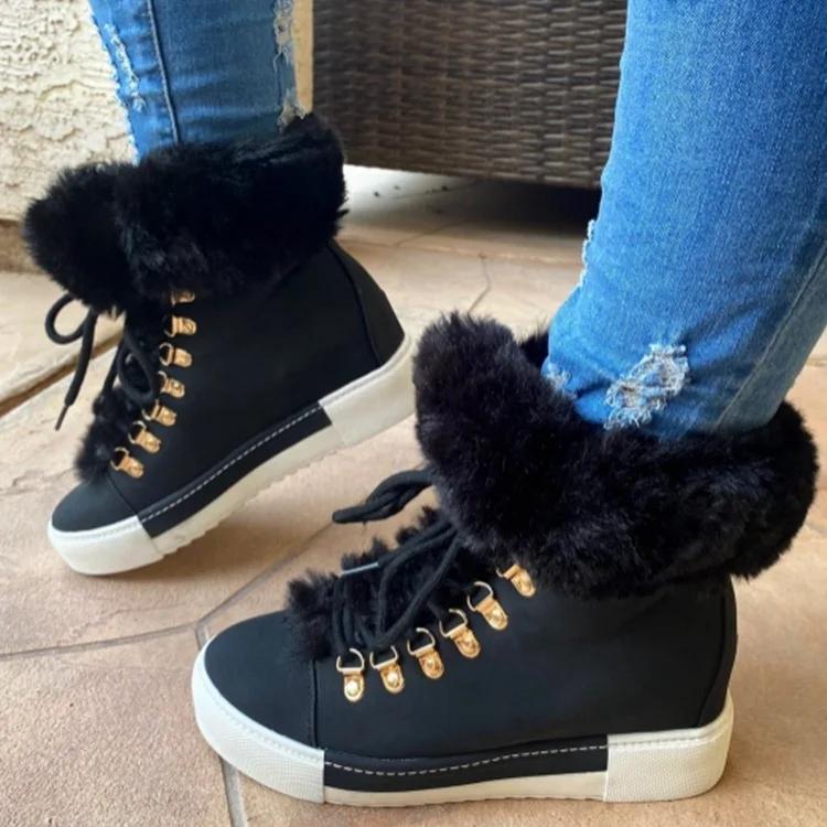 2024 Winter Women Boots Warm Shoes for Women Fur Ankle Boots Increased Height Shoes Thickened Ladies Snow Boots Big Size 43 Bota