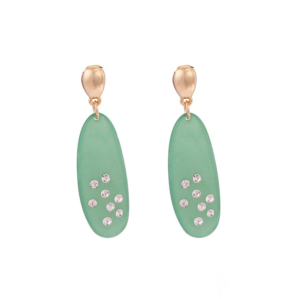 Exaggerated Long Oval Resin Dangle Earrings for Women Ladies Vintage Rhinestone Colored Water Droplet Earrings Jewelry Wholesale