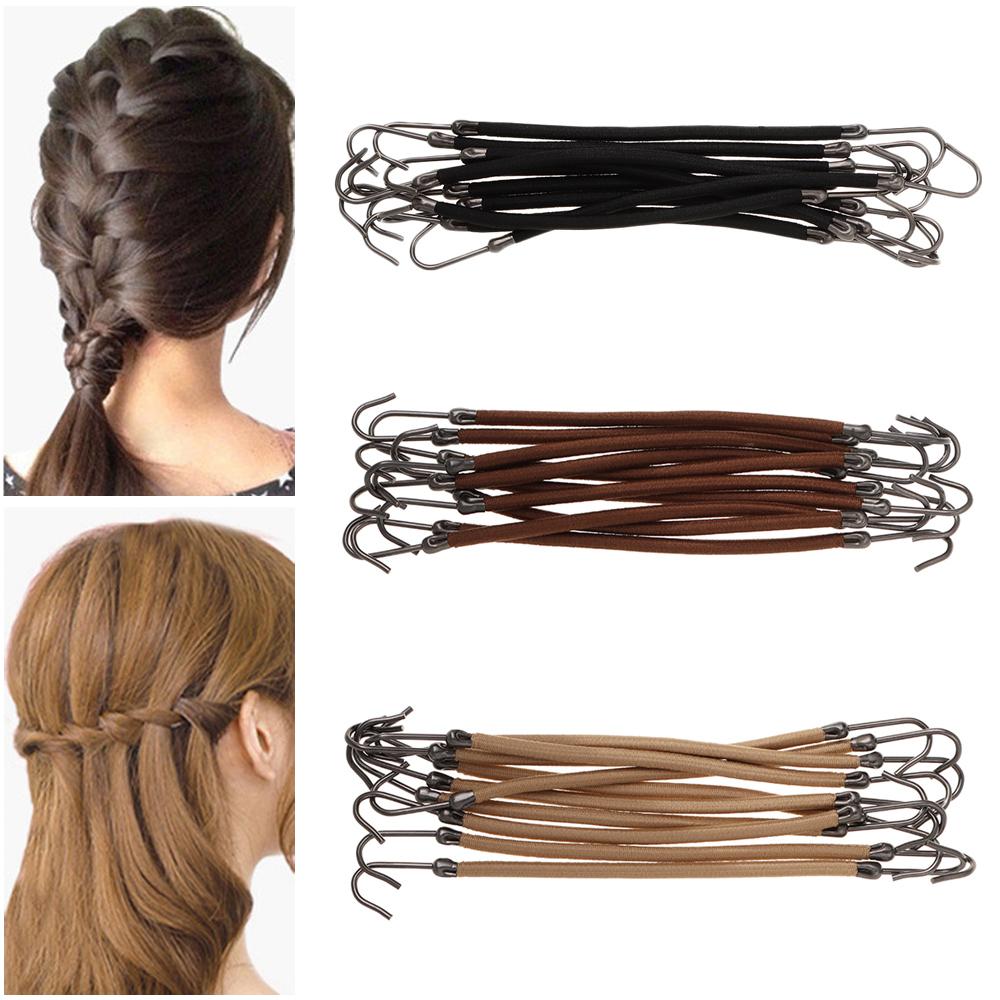10 PCS Ponytail Holder Women's Elastic Hair Bands Hook With Gum Thick Curly Hair Fashion Black Apricot Brown Styling Tools