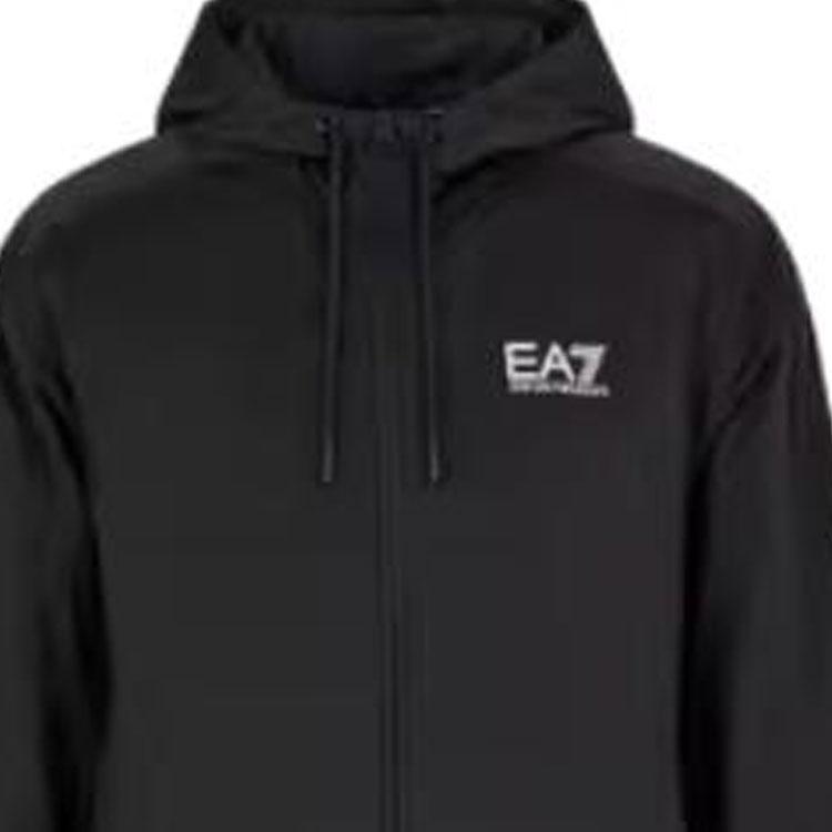 Emporio Armani EA7 FW24 Logo Letter Print Hooded Zip Long Sleeve Casual Sports Suit Men suit Black 6DPV70-PJHCZ-1200