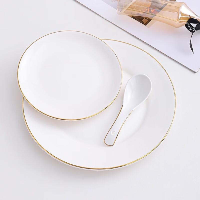 New Chinese Style Gold Rim Ceramic Tableware Set