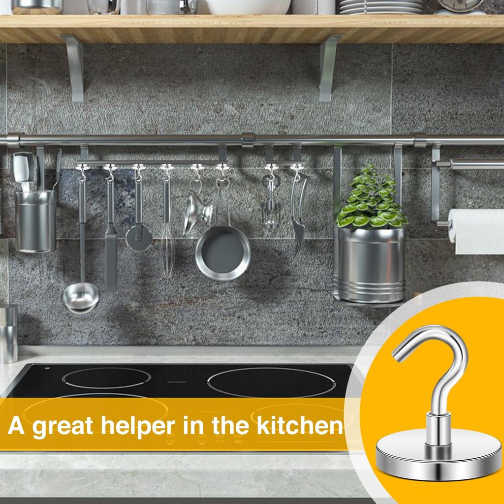 E20 12KG Pull Force Magnetic Steel Hook Kitchen Refrigerator Iron Door Hanging Hook