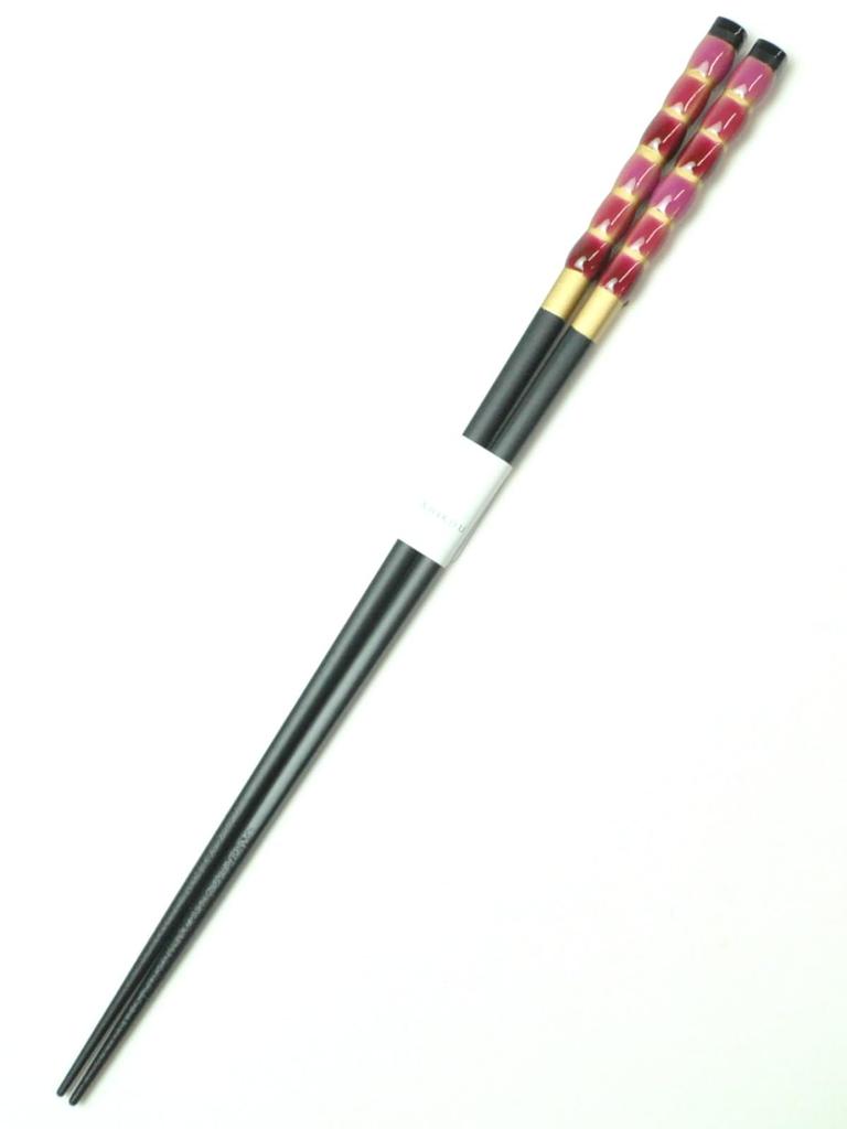 Aoba Chopsticks, Supreme Glass Bead Design, Kanade Black and Red, 23cm [248026] Dishwasher Safe, Made in Japan