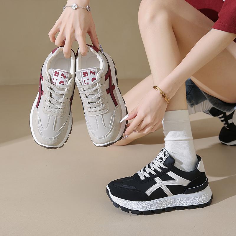 Sneakers Skor Damer Höst Nya Vintage Mångsidiga Casual Lätta Tjock Sula Pappaskor Platåskor