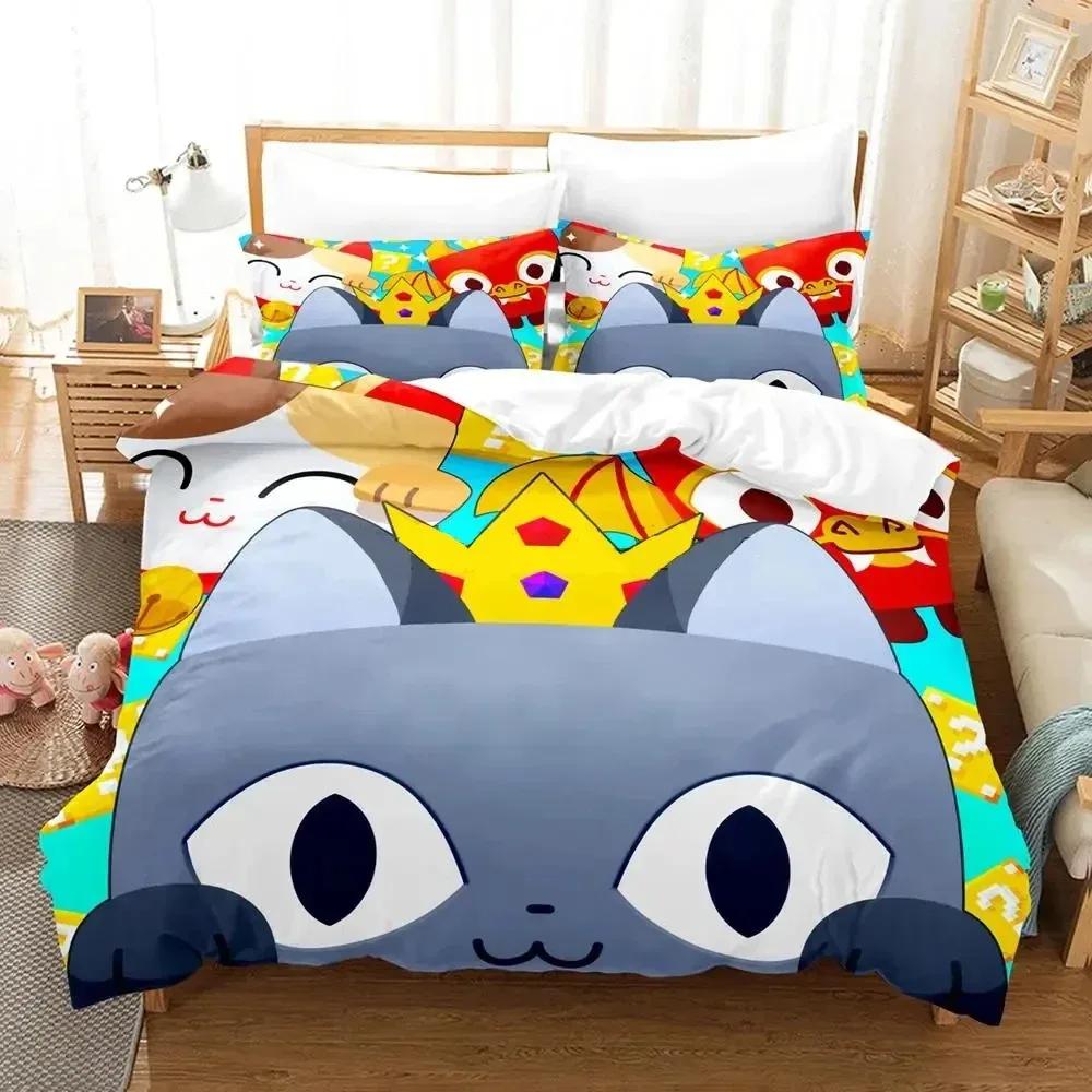 Cat Pet Simulator X Bedding Set Single Twin Full Queen King Size Aldult Bed Set Boys Bedroom Duvet Cover Sets Anime Bed Sheet Se
