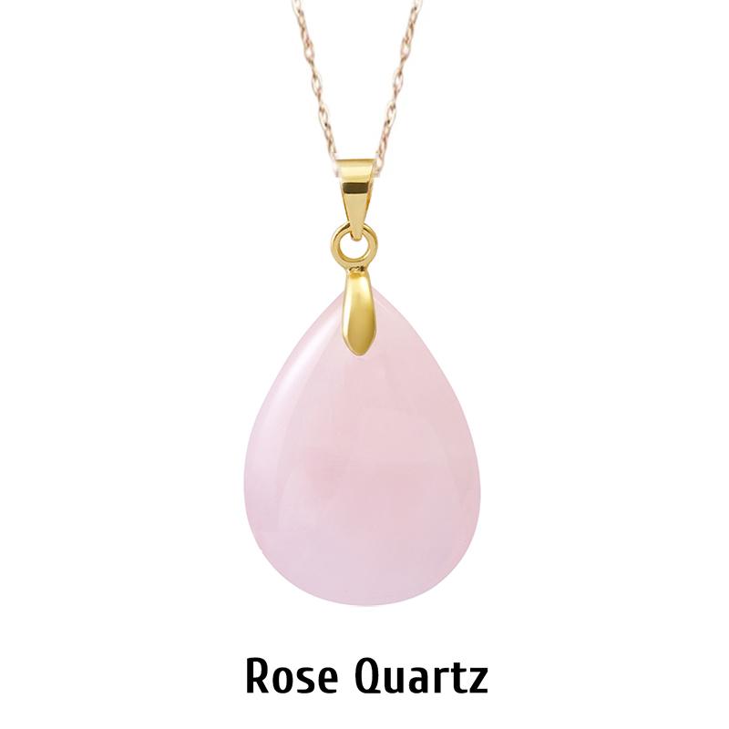 New Fashion Natural Stone Crystal Pendant Teardrop Simple Pendant Necklace Earrings Making Jewelry With Chain Collar