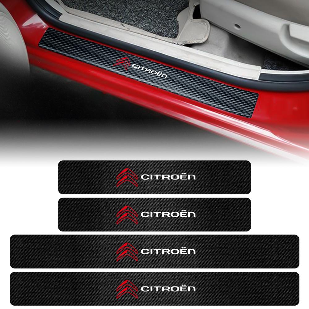 4 szt. Ochronne Naklejki na Progi Samochodowe Naklejka Samochodowa z Włókna Węglowego Pokrycie Ochronne Przed Zarysowaniami Naklejka na Progi Samochodowe Dla Citroen C1 C2 C3 C4 C5