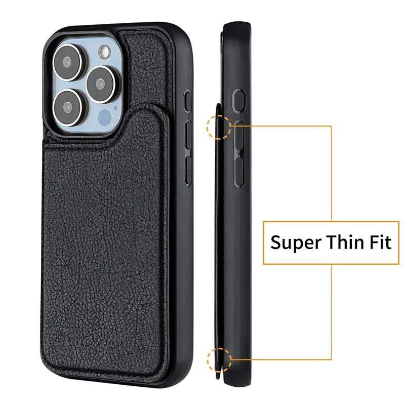 For Magsafe Magnetic Leather Phone Case for IPhone 17 Air 16E 16 15 Plus 14 13 12 Pro Max Wallet with Card Holder Cover