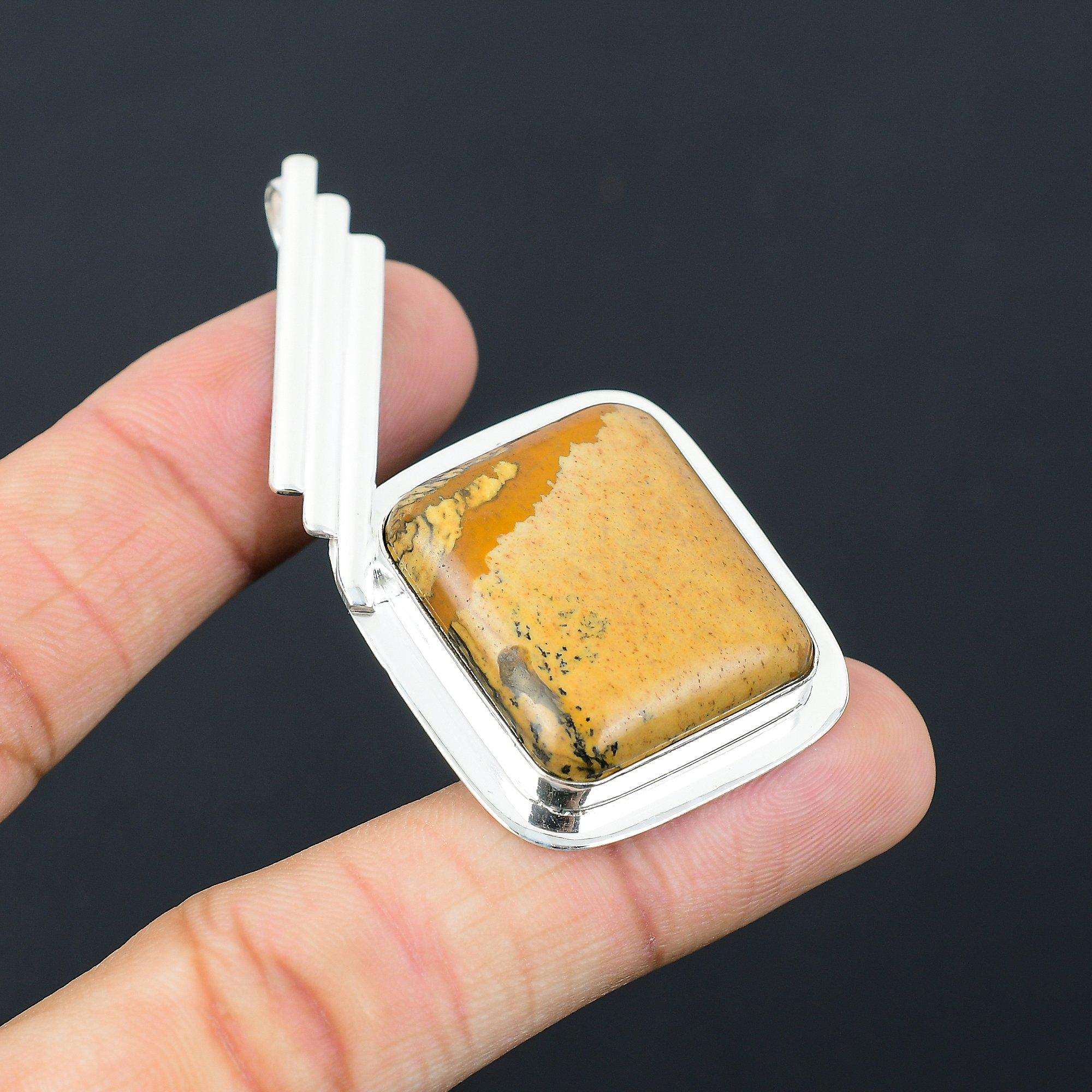 Daughters Day Deal Picture Jasper Gemstone Sterling Silver Mother Boho Pendant