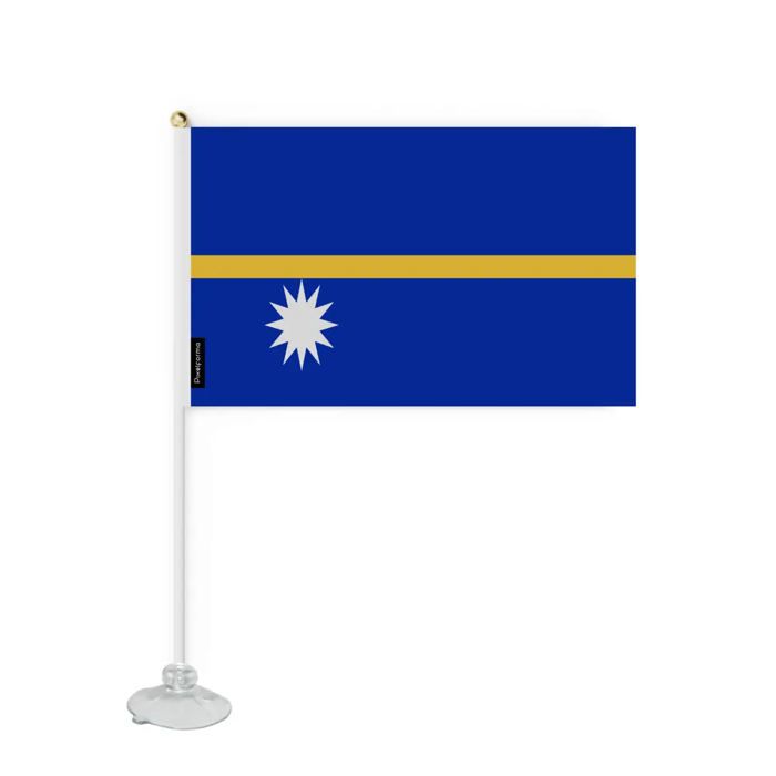 Drapeau - Nauru - 20 X 30 Cm - Polyester Résistant - Ventouse Incluse - Recto/verso